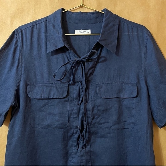 Equipment | Knox Corset Front Linen Shirtdress Popover Mini Dress Blue Size M - Picture 4 of 13